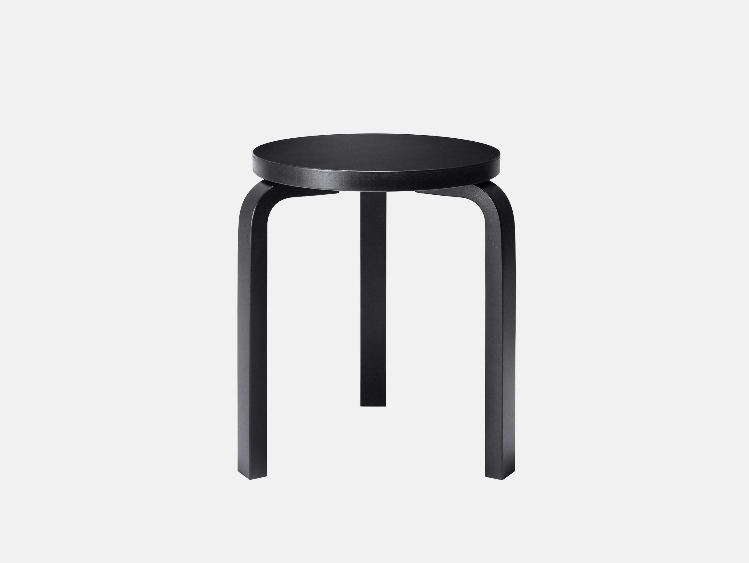 Artek alvar aalto stool 60 black lacquered birch