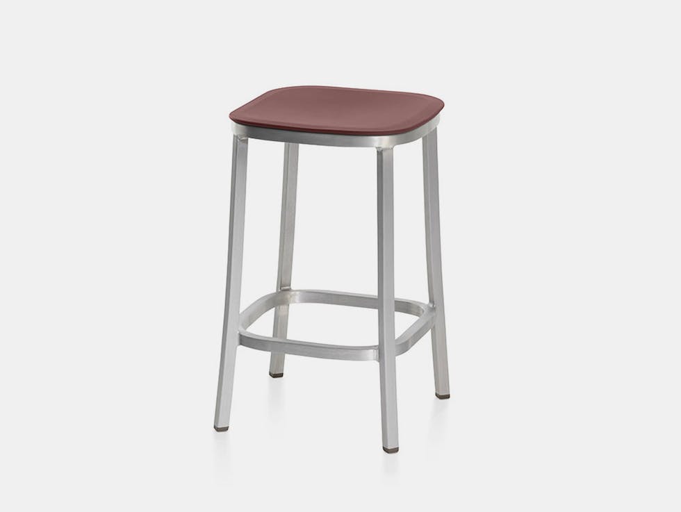 Emeco 1 Inch Counter Stool Aluminium Bordeaux Jasper Morrison