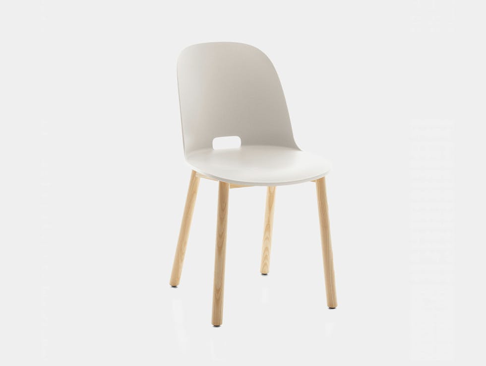 Emeco alfi high back chair lightash white