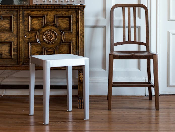 Emeco stool small philippe starck story 2 brushed