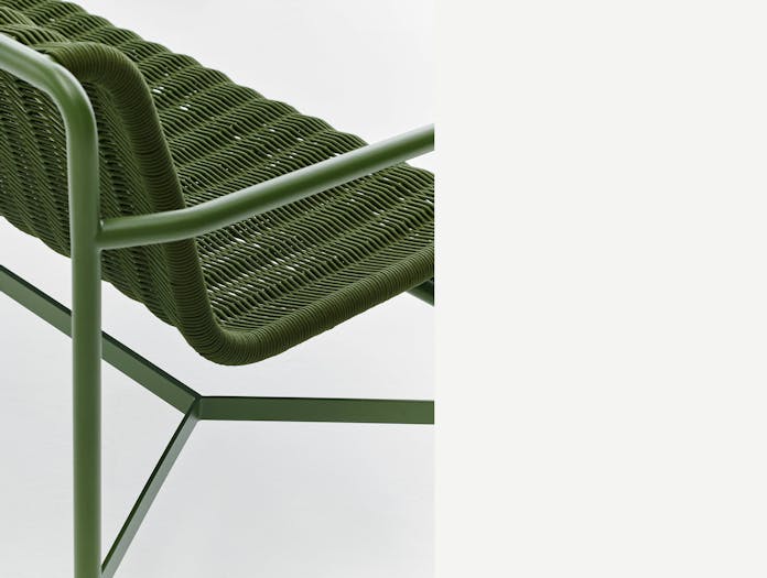 Hay palissade cord dining bench armrest olive detail
