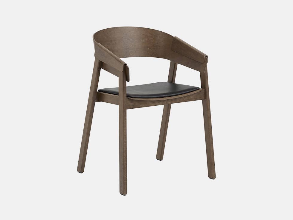 Muuto cover armchair dark stained brown black leather