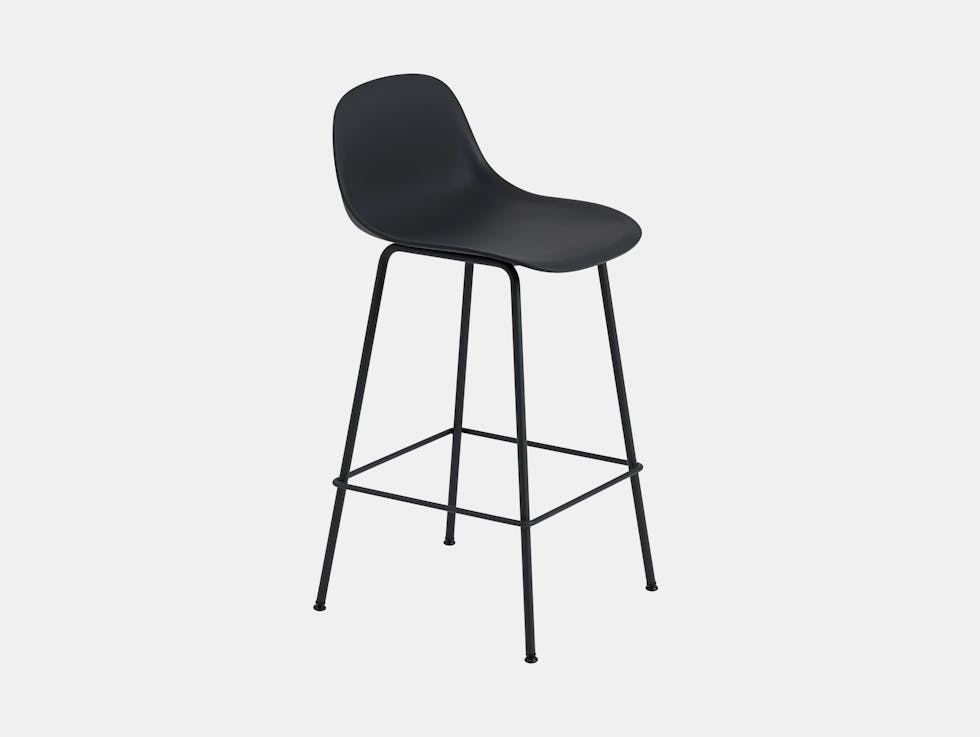 Muuto Fiber Barstool W Back 65 Tubebase Black Iskos Berlin
