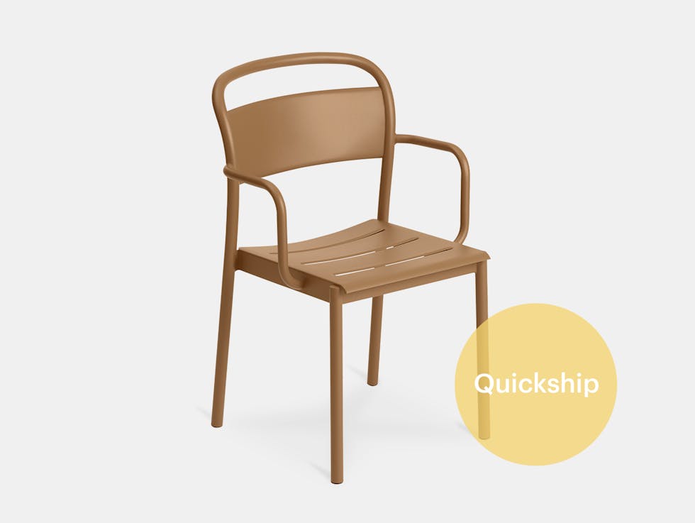 Muuto linear armchair burnt orange front qs