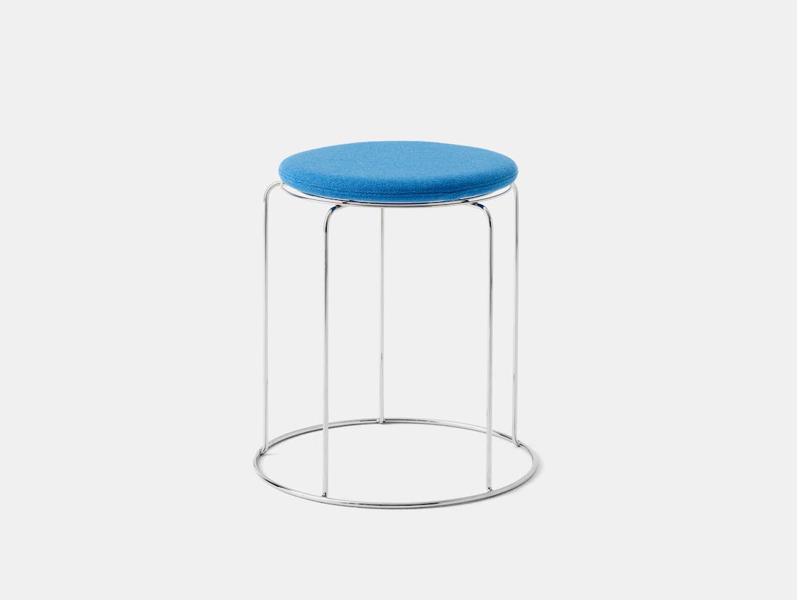 Tradition verner panton wire stool vp11 mirror polished steel hallingdal 723 blue